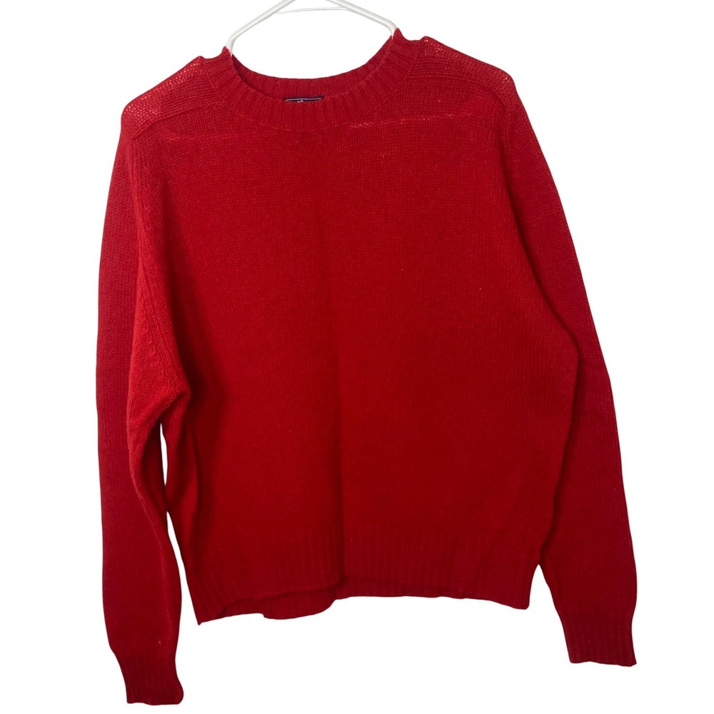 Steeplechase Red Wool Blend Crewneck Sweater Mens XL Solid‎ Long Sleeve Knit